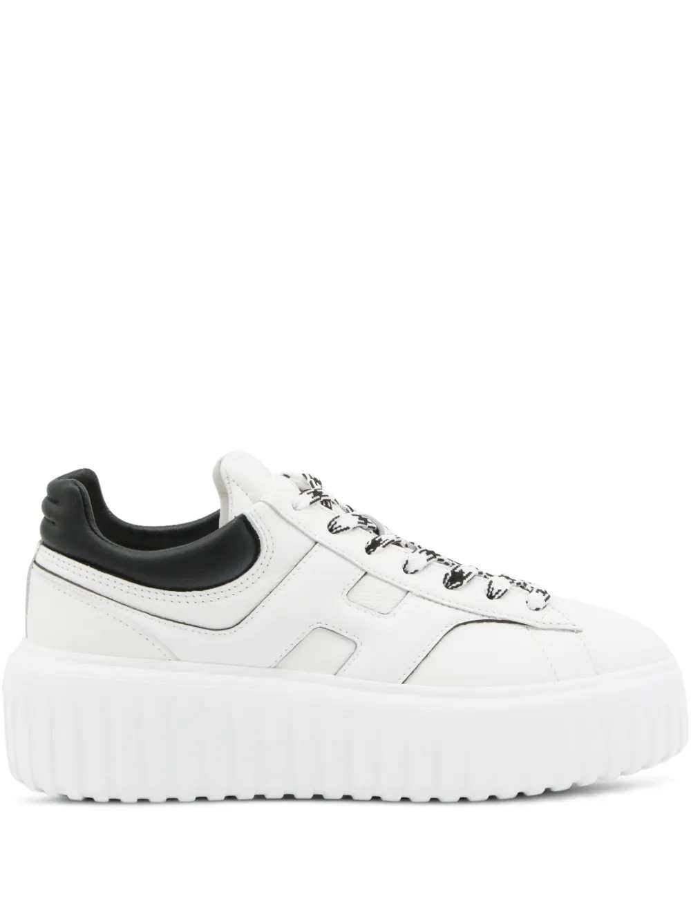 Hogan Platform Houndstooth-Lace Sneakers - Bianco