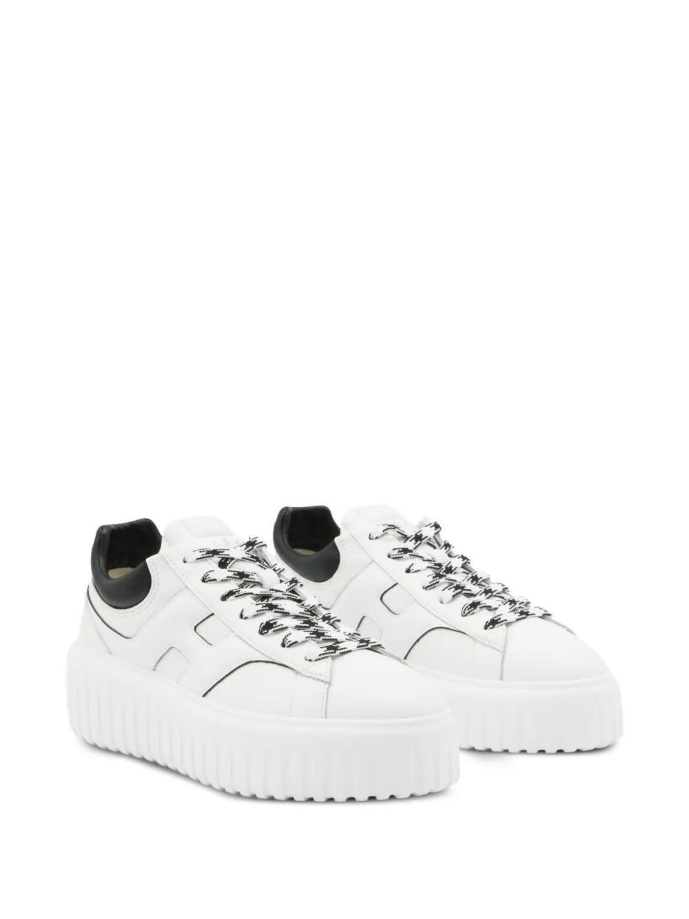 Hogan Platform Houndstooth-Lace Sneakers - Wit