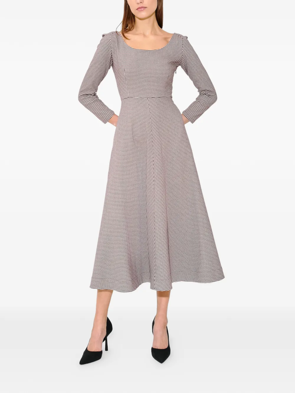 Rosie Assoulin Jackie Oh houndstooth-pattern midi dress - Rood