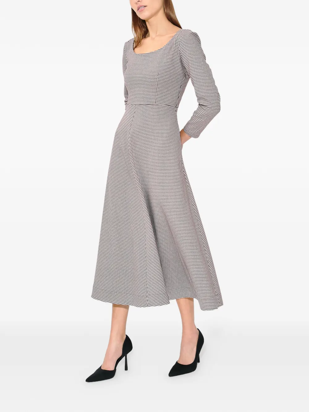 Jackie Oh Houndstooth-Pattern Midi Dress