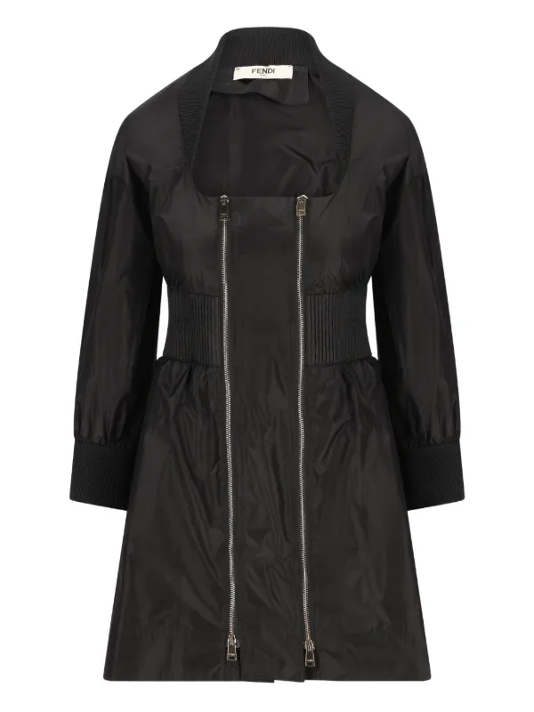 Fendi Zip-up Mini Dress in Black