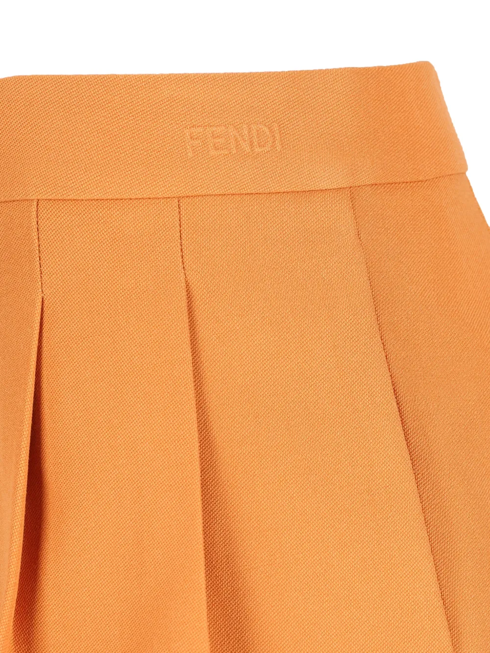 Fendi Wool Tailored Shorts Pleated Pockets Belt Loops In Orange