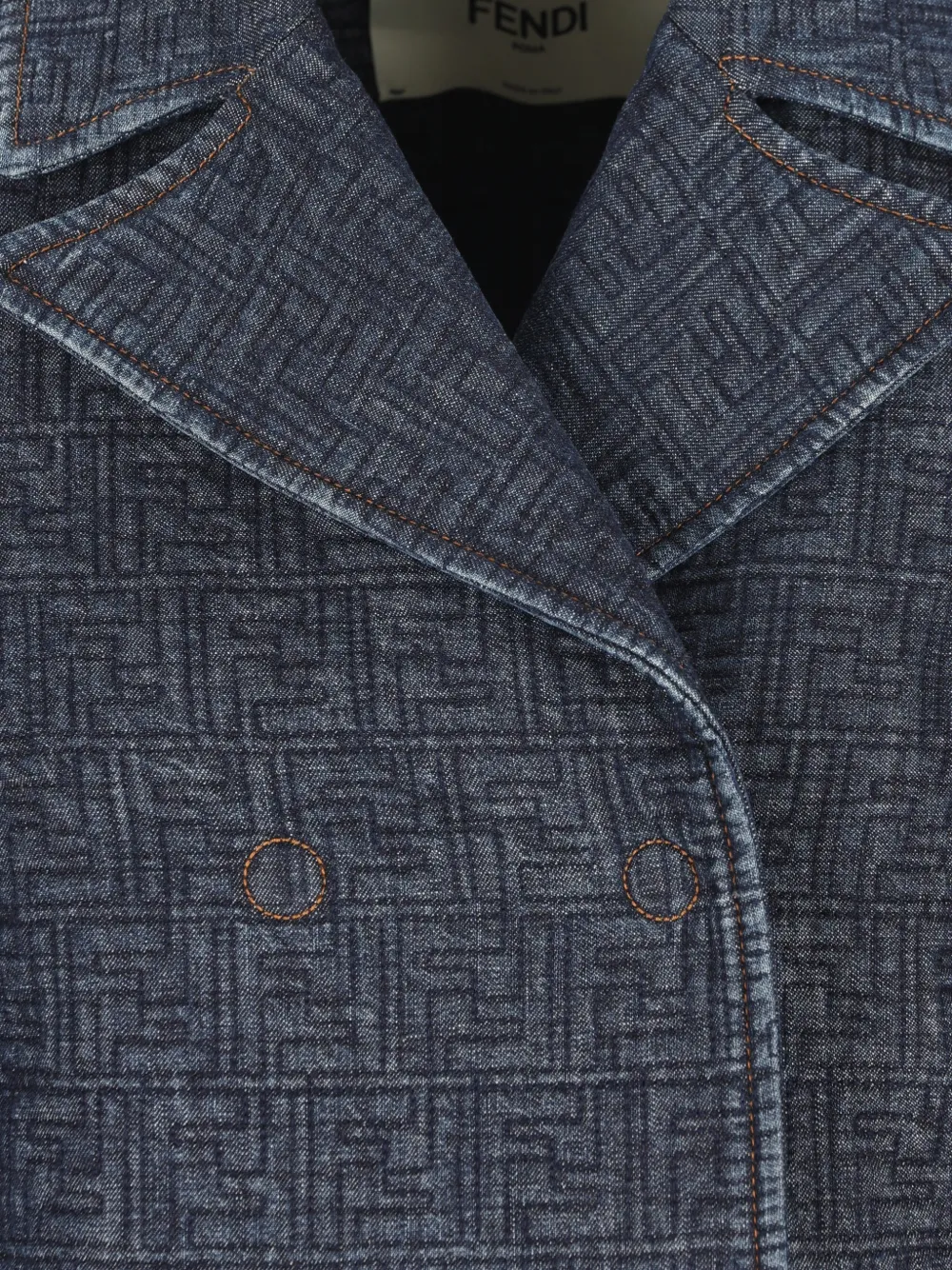  Fendi Quilted Double-breasted Denim Coat - Blue 