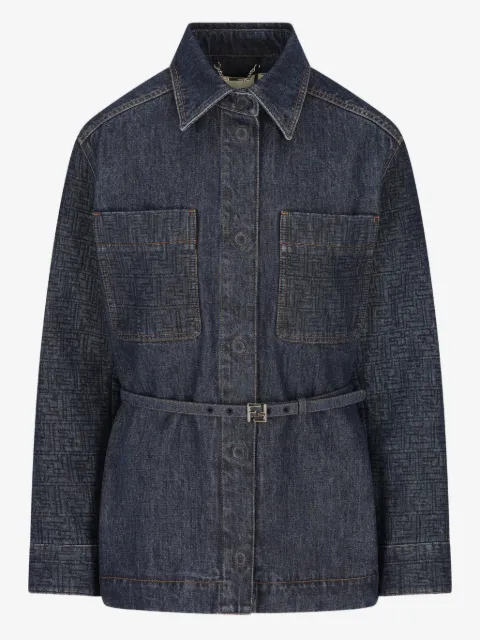 FENDI veste en jean à taille ceinturée