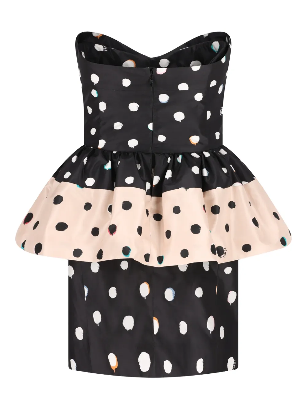 FENDI Taffeta peplum jurk met print - Zwart