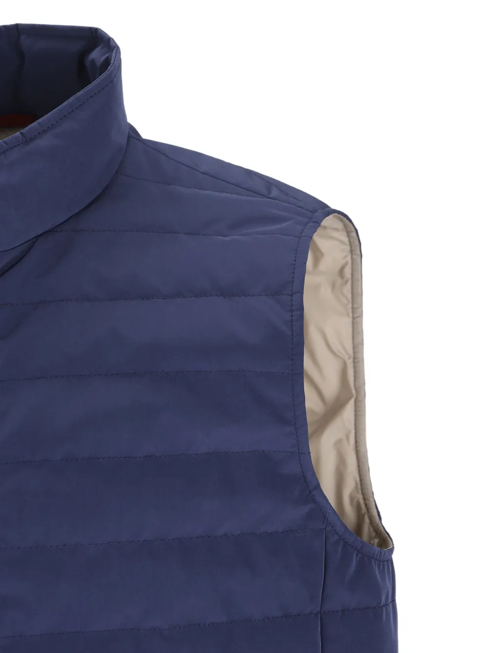 Brunello Cucinelli Gewatteerde bodywarmer met hoge kraag Blauw