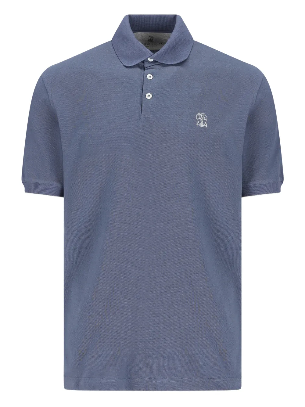 Brunello Cucinelli playera tipo polo con logo bordado | azul | Image 1