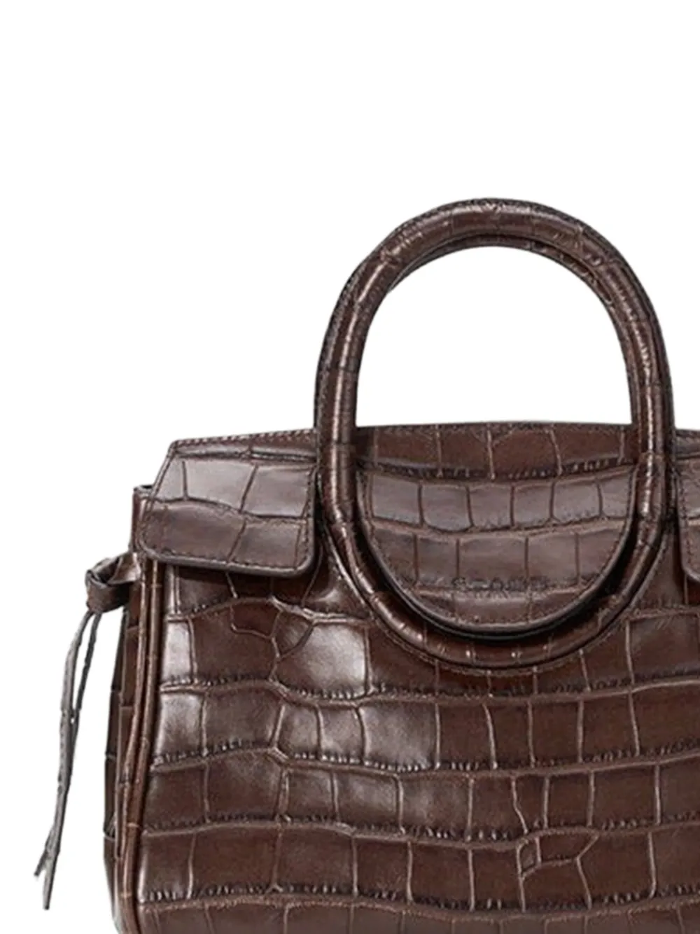 STAUD Maude Carryall mini-shopper met krokodillen-reliëf en handvat Bruin