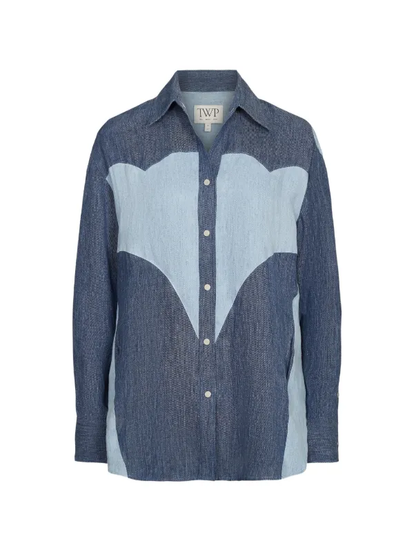 Twp Austin Panelled Shirt in Blue