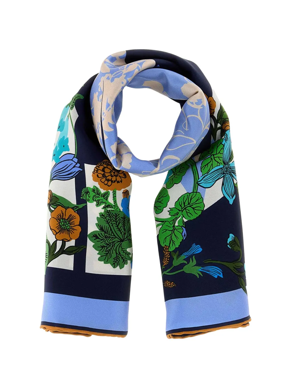 Ferragamo Pegaso floral scarf - Blu