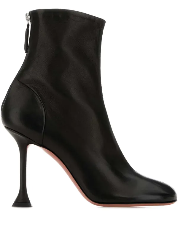 Amina Muaddi 95mm Iris Leather Boots in Black