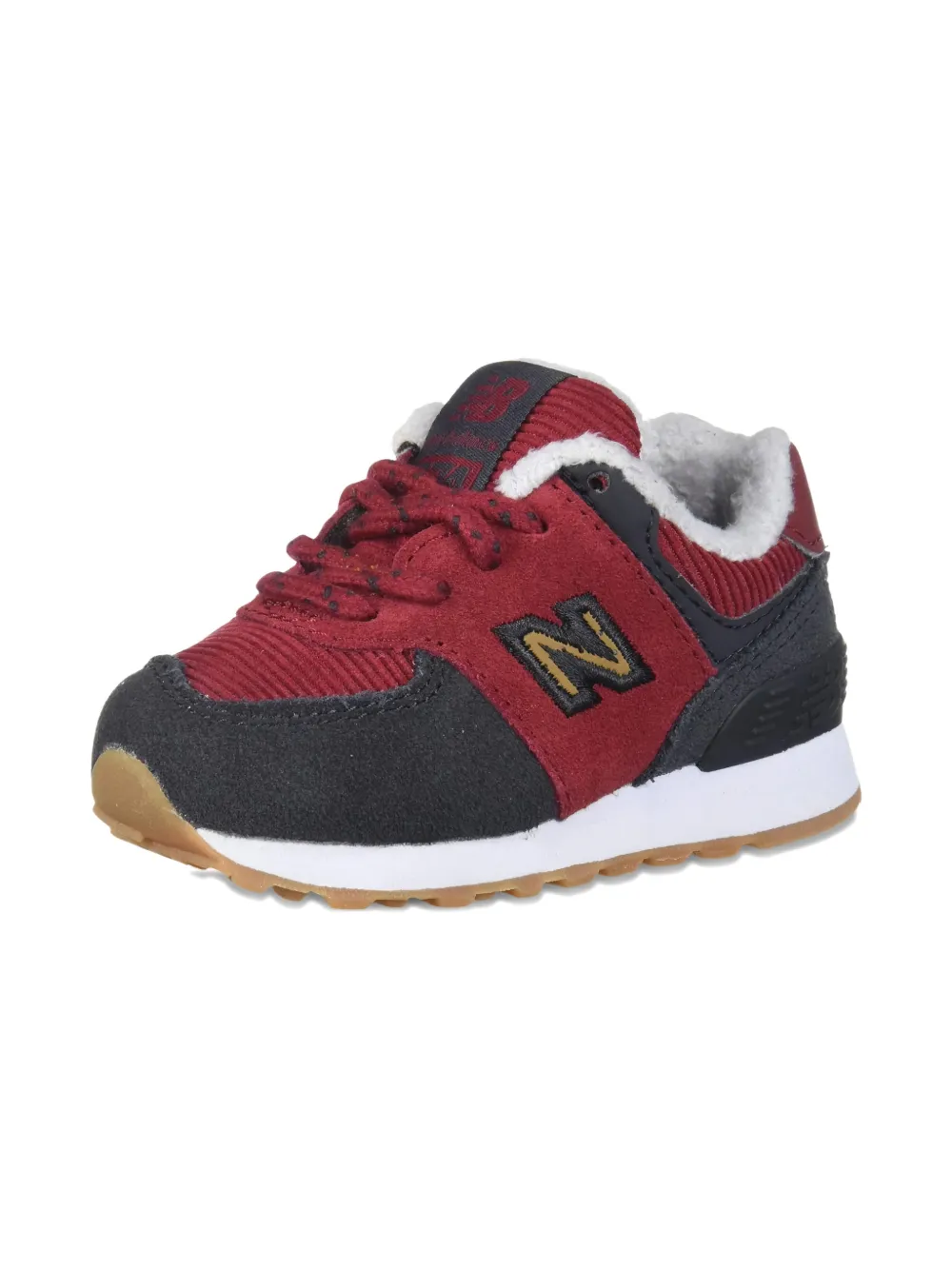New Balance Kids 574 V1 TD corduroy logo sneakers Rood