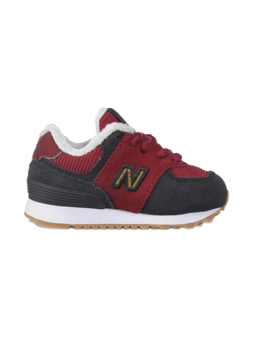 New Balance Kids 574 V1 TD corduroy logo sneakers - Rood