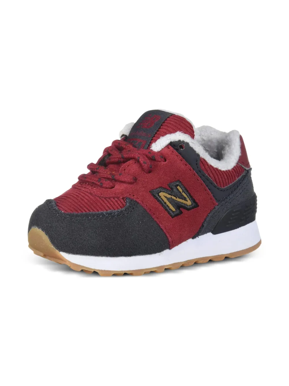 New Balance Kids 574 V1 TD ribfluwelen sneakers met logo Rood