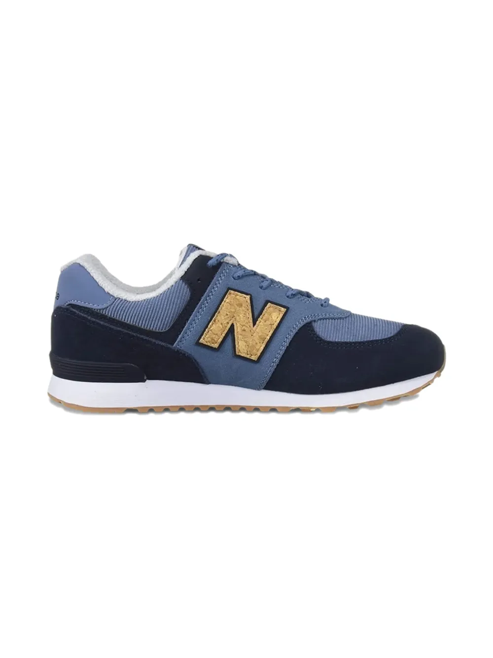 New Balance Kids 574 corduroy-panel sneakers Blauw