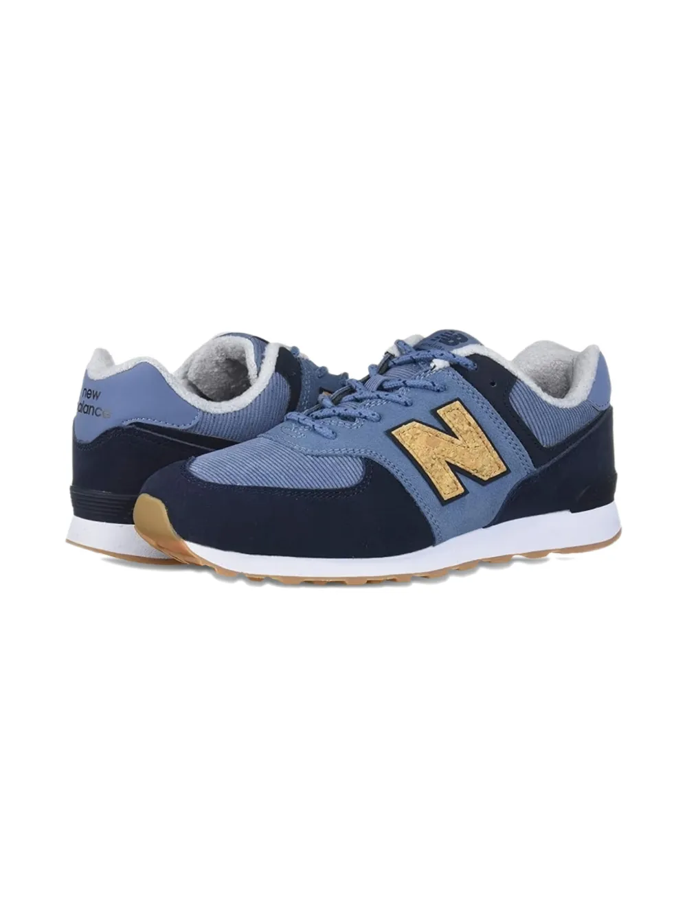 New Balance Kids 574 corduroy-panel sneakers - Blauw