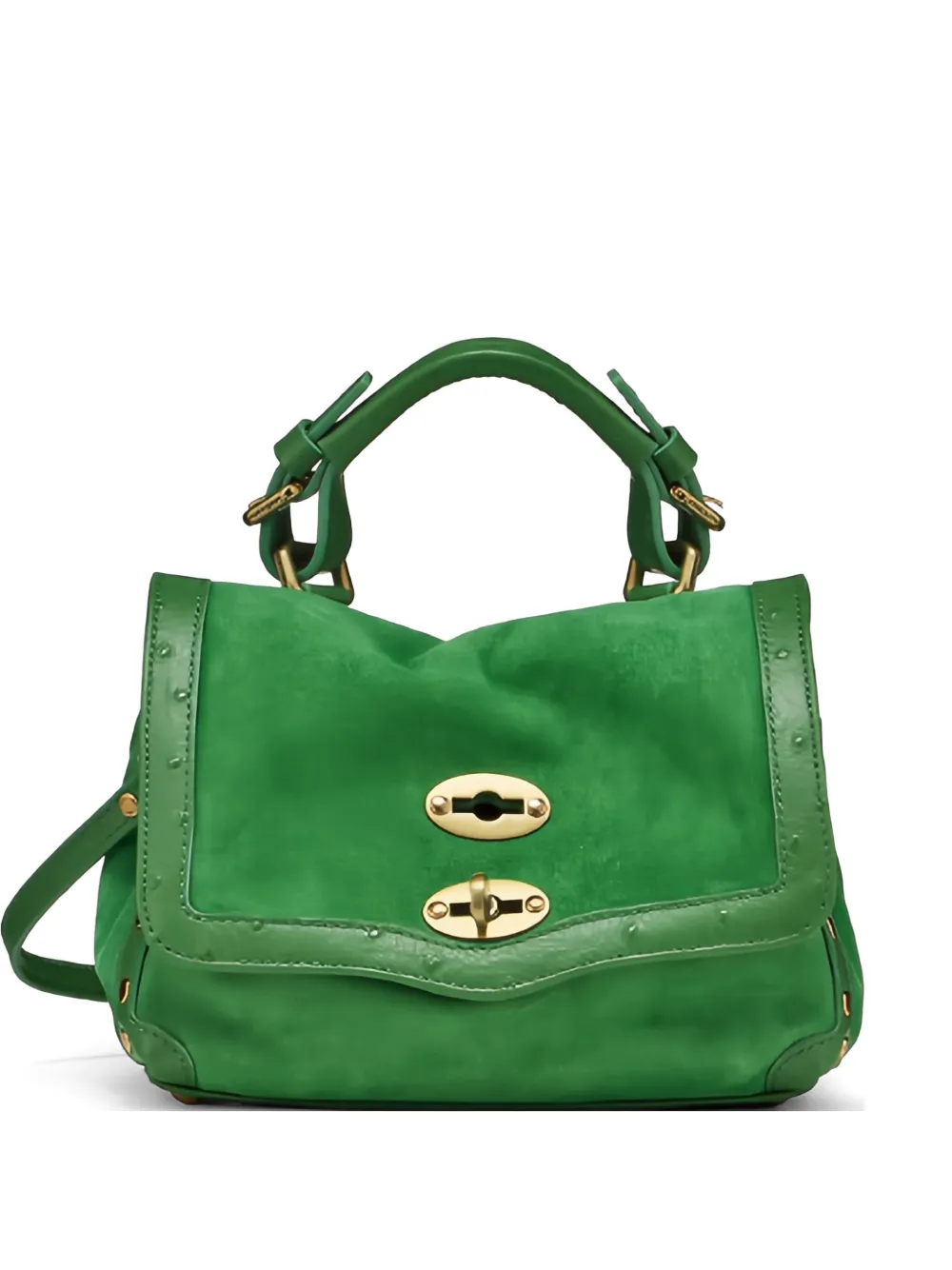 Zanellato baby Postina® leather-trim suede tote bag - Verde