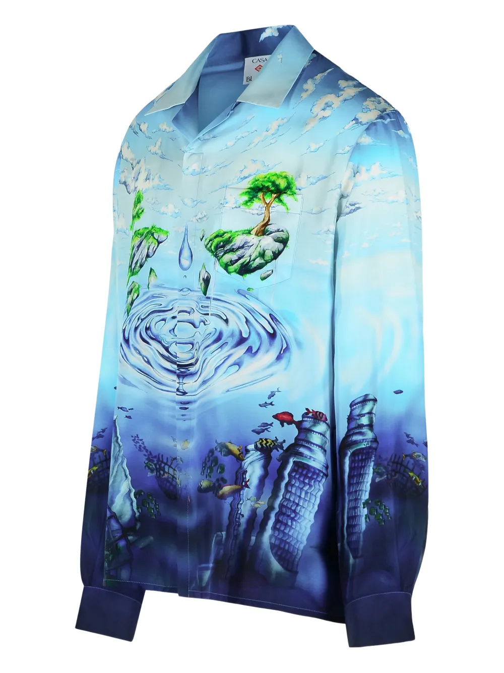 Casablanca Atlantis Graphic Print Silk Shirt In Blue