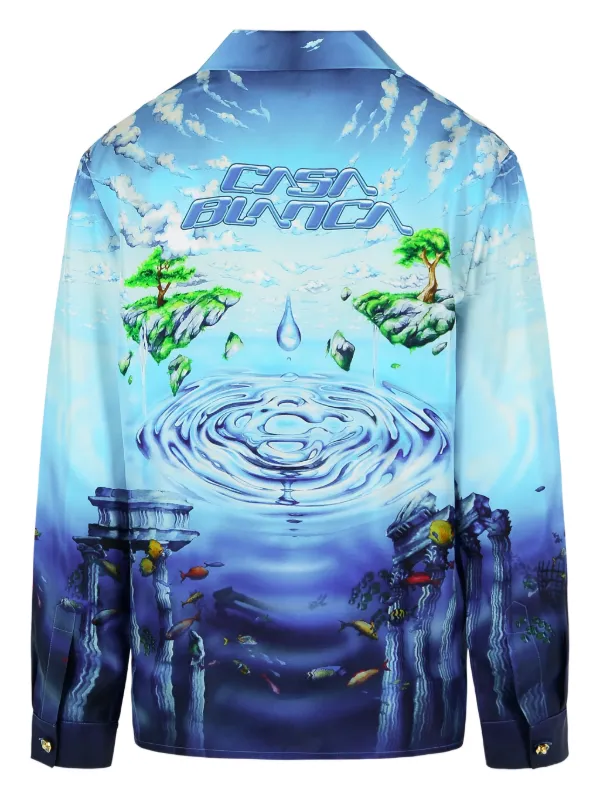 casablanca シルクシャツ アロハシャツ リゾート Casablanca Lost Atlantis シルクシャツ | ブルー | FARFETCH JP