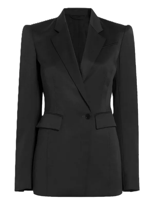 Another Tomorrow Button Single-breasted Jacket in Black