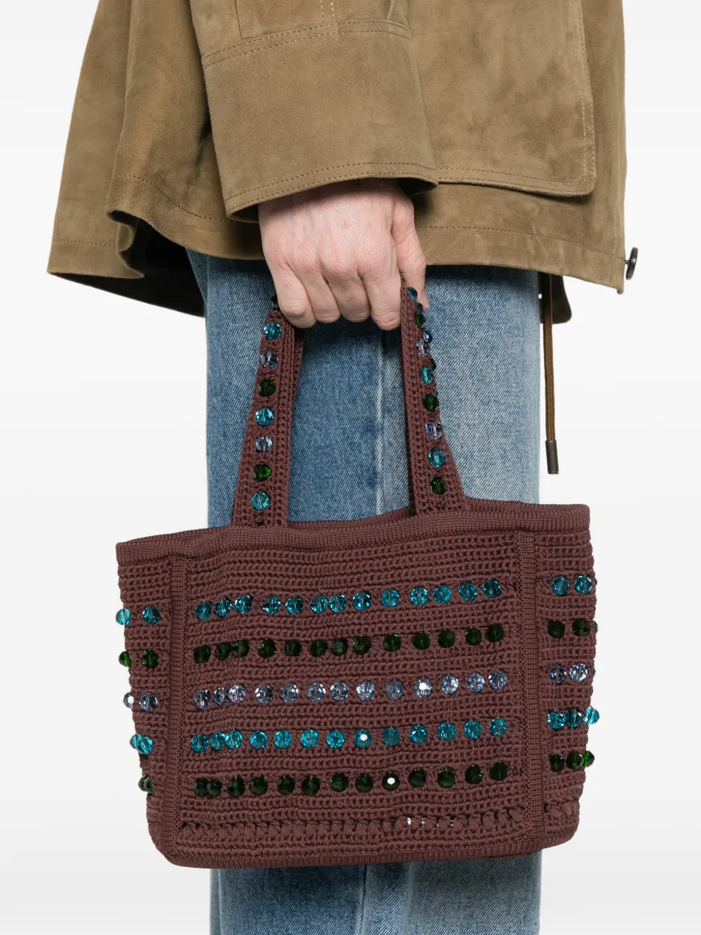  Sandro Bolso Shopper De Ganchillo - Marrón 