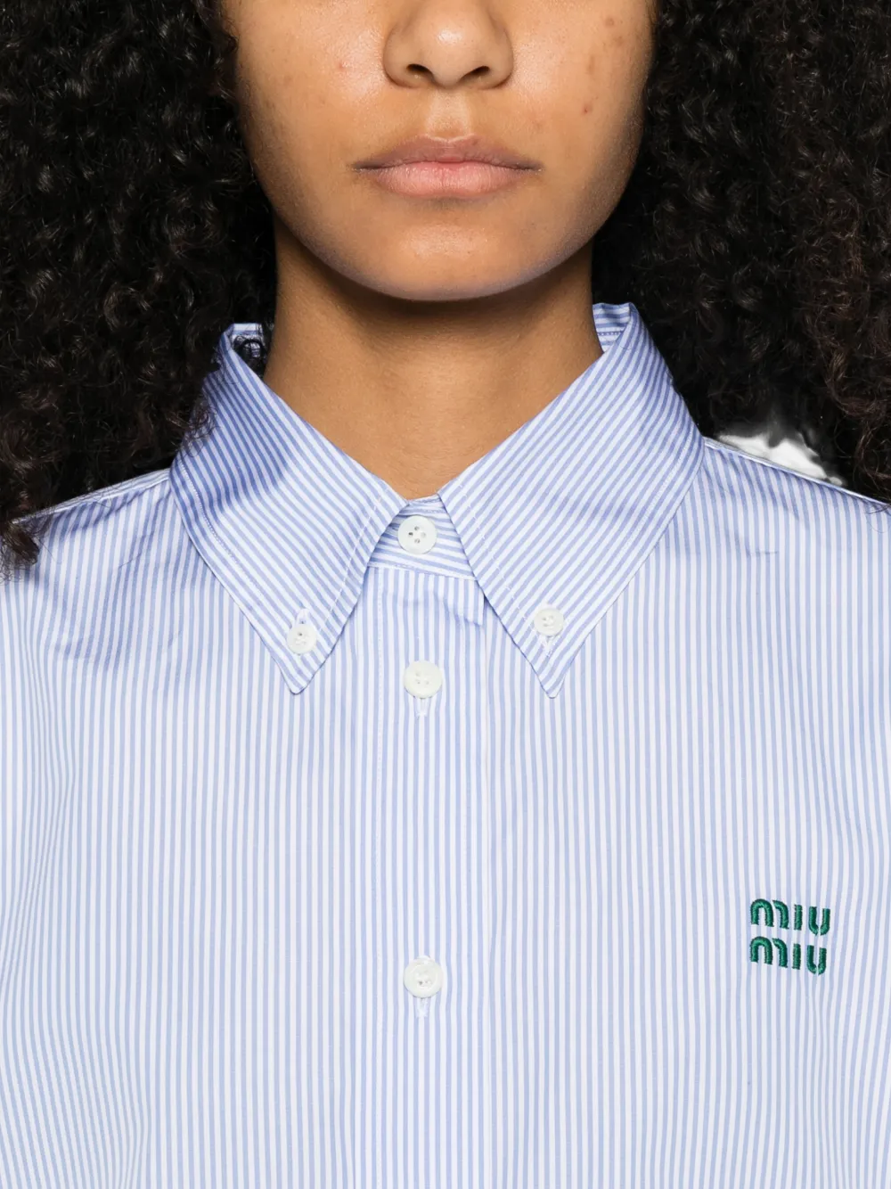 Miu Blouse met geborduurd logo Blauw