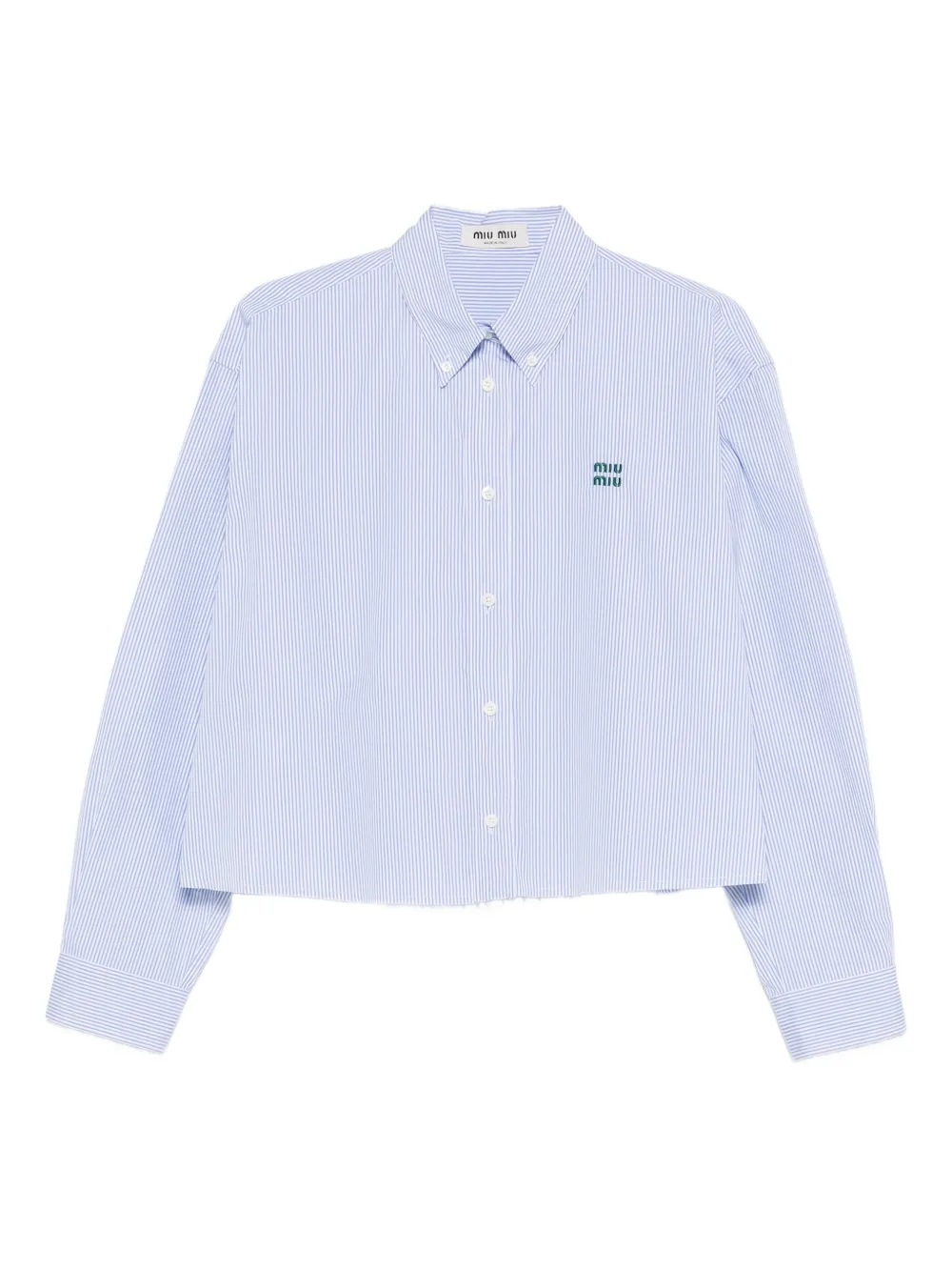 Miu Miu striped logo-embroidered shirt - Blu
