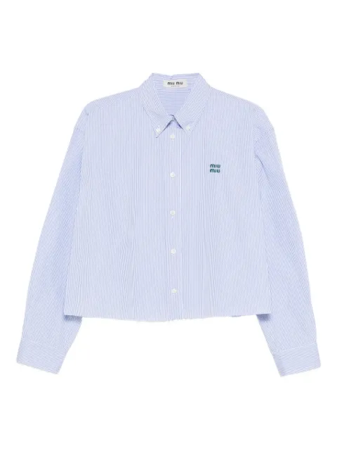 Miu Miu striped logo-embroidered shirt