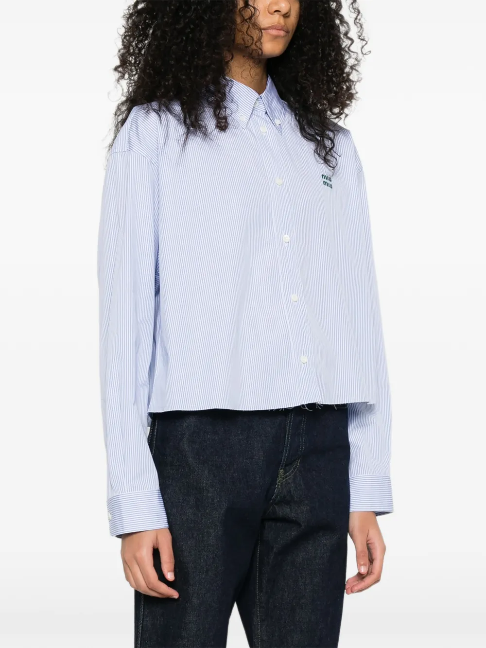 Miu Blouse met geborduurd logo Blauw