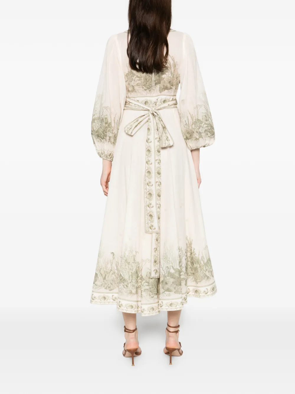 Zimmermann Wanderlust Wrap Midi Dress In Neutral