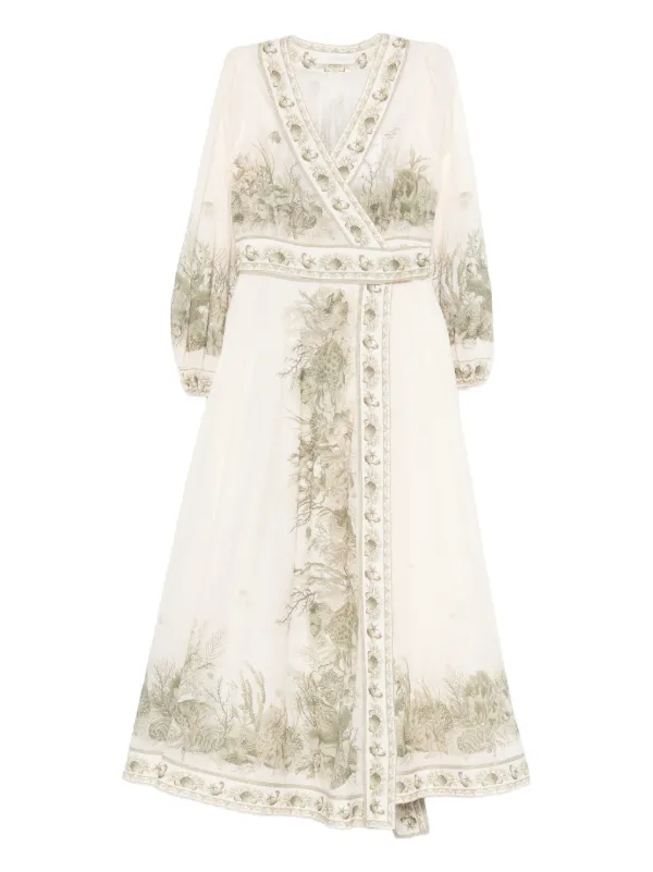 slim fit dress slacks ZIMMERMANN Belted Dress Linen Silk White Gold – REAWAKE main image 0