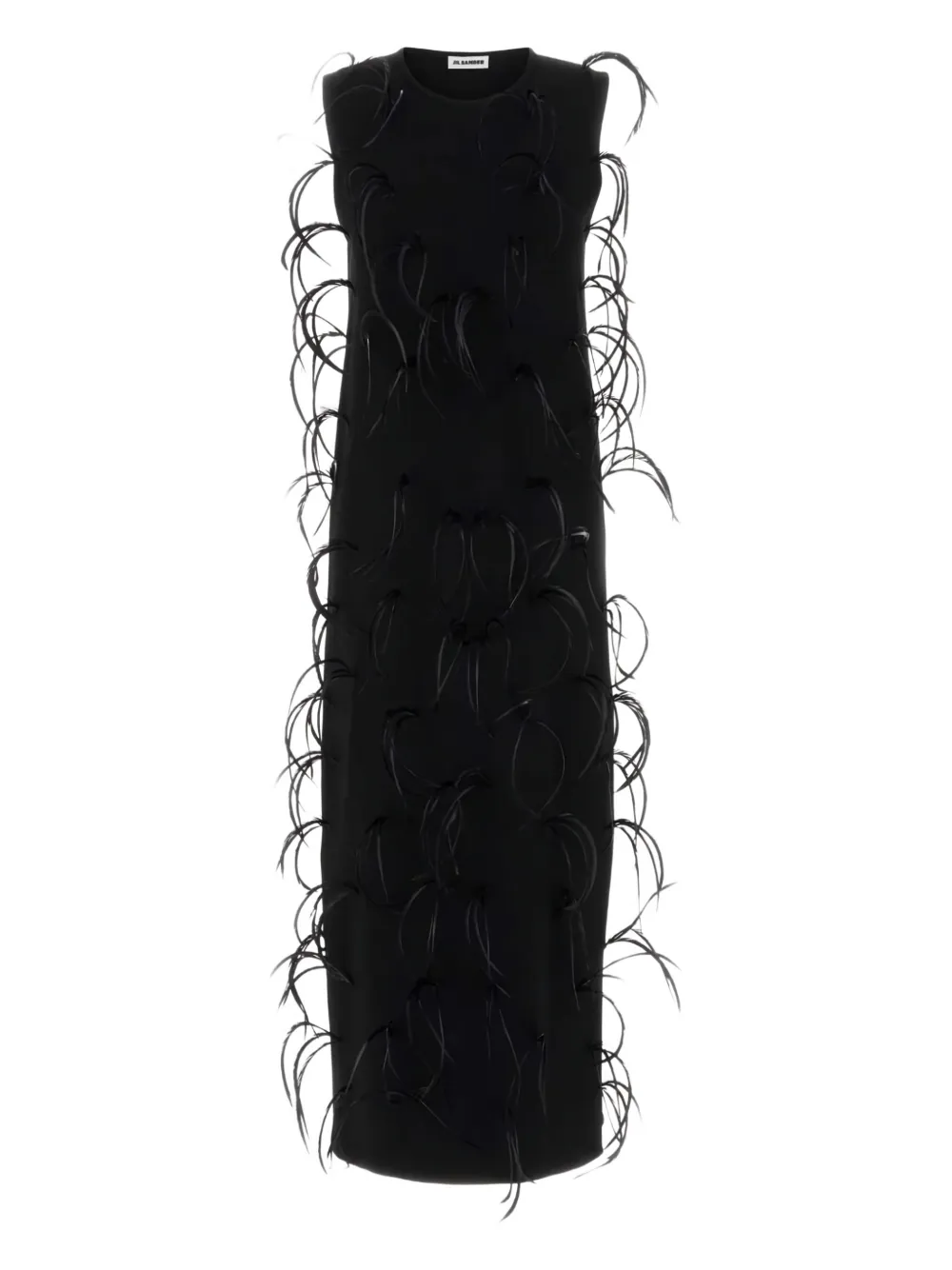 Jil Sander feather-embellishment maxi dress - Nero
