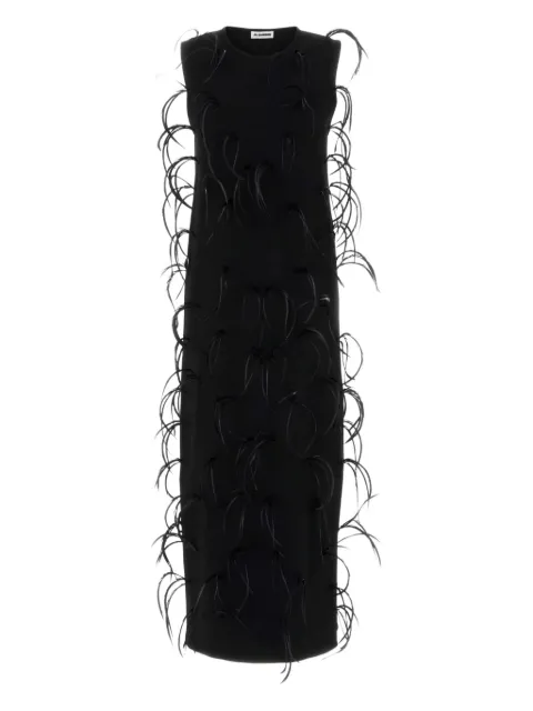 Jil Sander feather-embellishment maxi dress