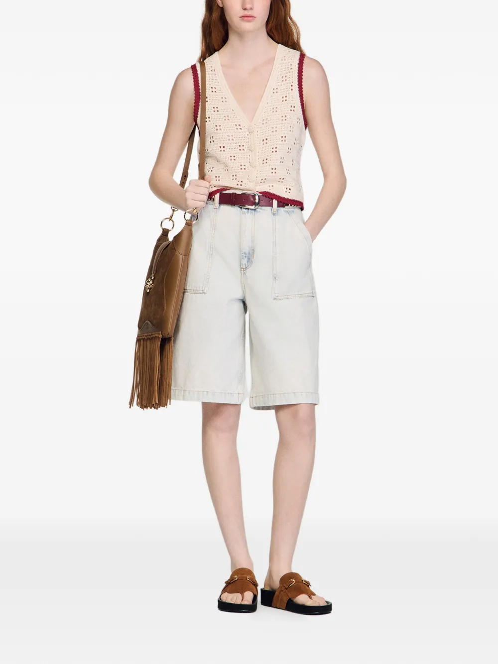 SANDRO Gehaakt vest Beige