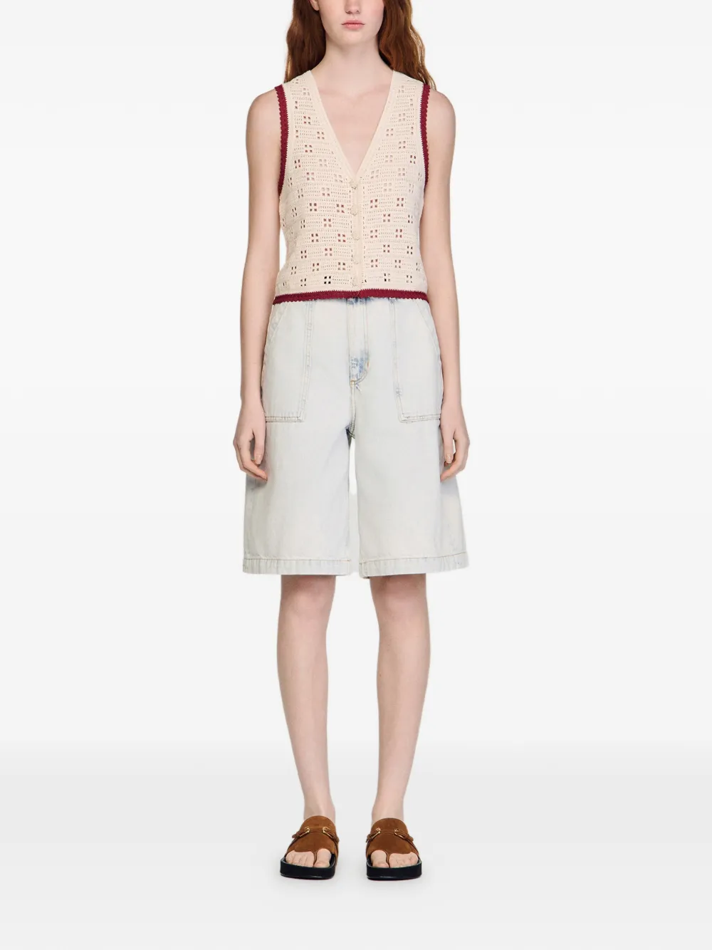SANDRO Gehaakt vest Beige