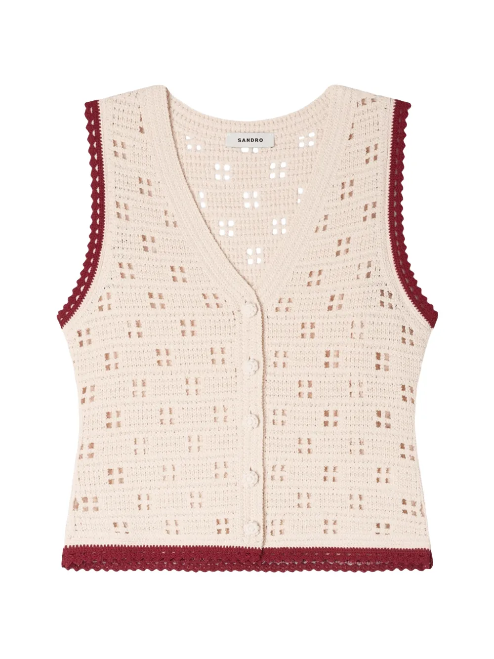 Sandro Crochet-knit Vest In Neutral