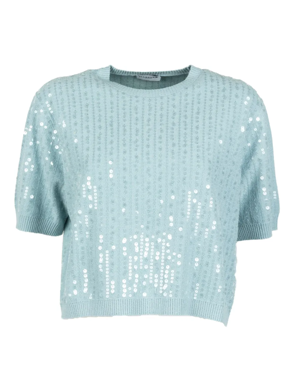Marella sequin short-sleeve top | Blue | Image 1