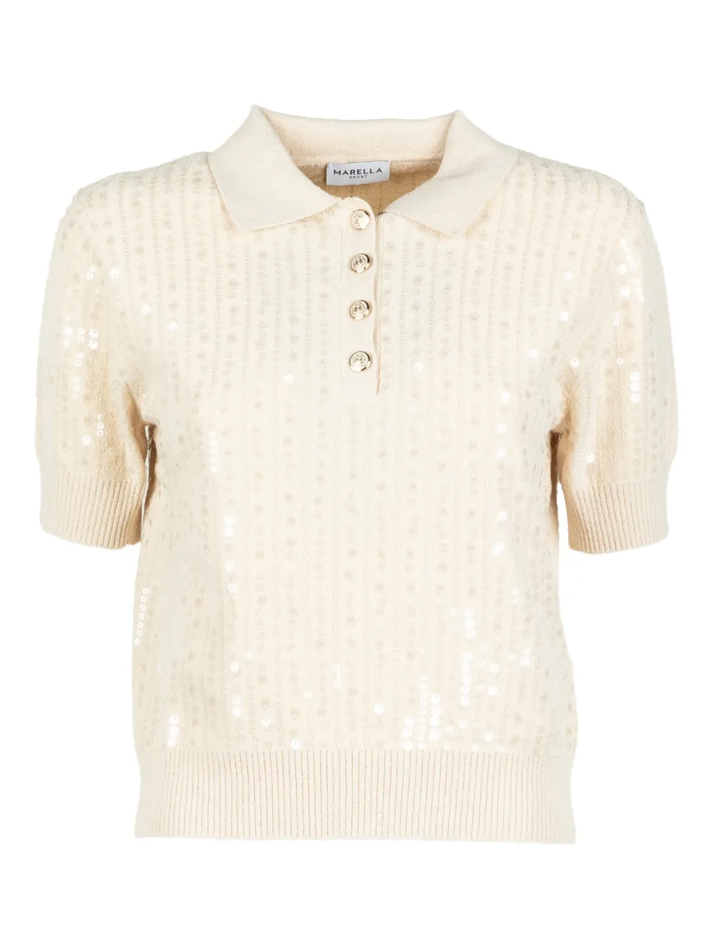 Marella sequin button polo top | Neutrals | Image 1