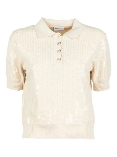 Marella sequin button polo top
