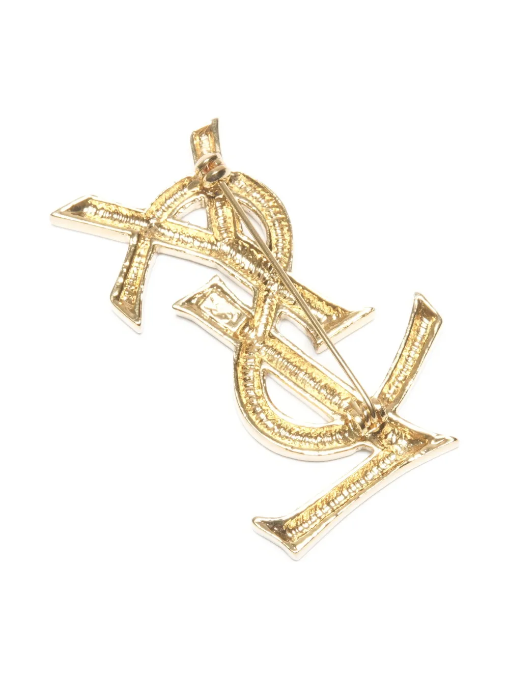 SAINT LAURENT Pre-owned 1990s Logo-embellishment Brooch In Gold