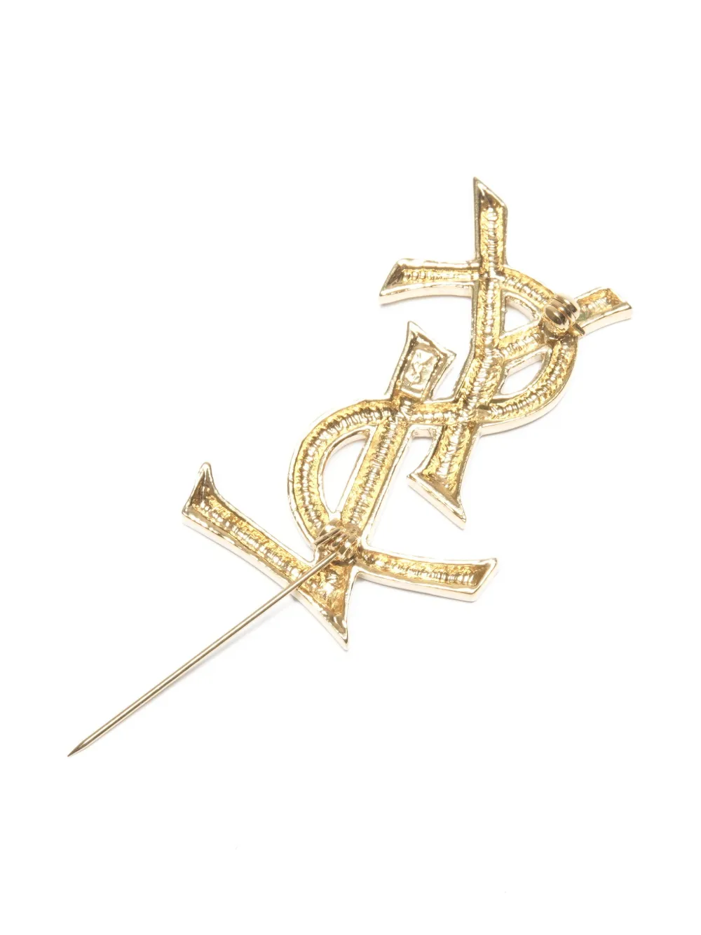 SAINT LAURENT Pre-owned 1990s Logo-embellishment Brooch In Gold
