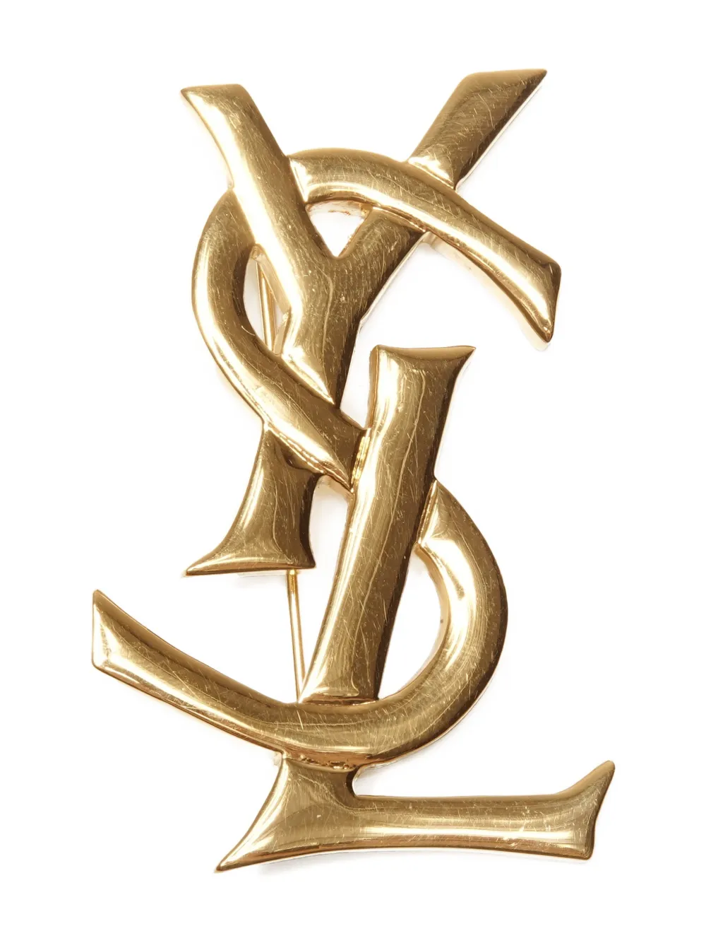 Click to view more detailed imagery on our partner's website Pre-owned Saint Laurent 1990s Logo-embellishment Brooch In Gold
