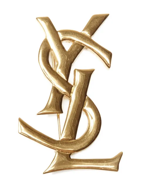 Saint Laurent Pre-Owned 1990s logo-embellishment brooch
