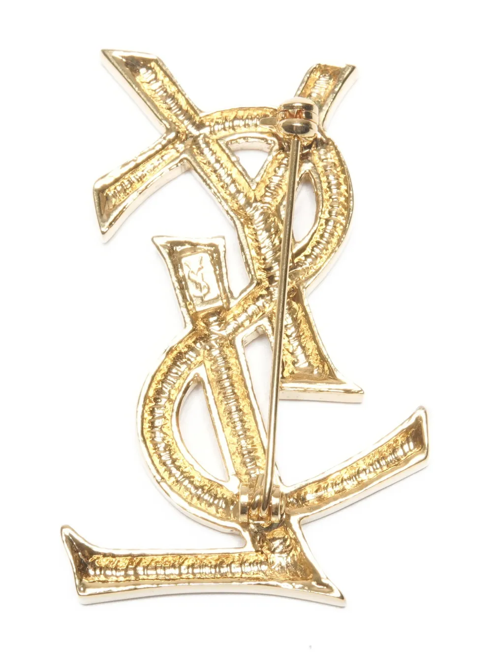 SAINT LAURENT Pre-owned 1990s Logo-embellishment Brooch In Gold