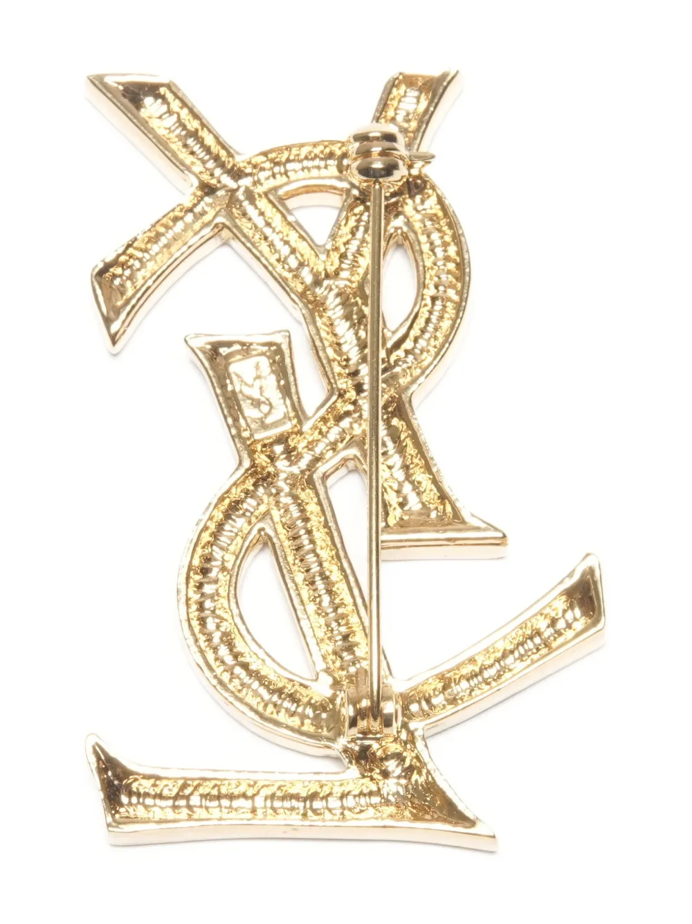 Pre-owned Saint Laurent 1990s Logo-embellishment Brooch In Gold