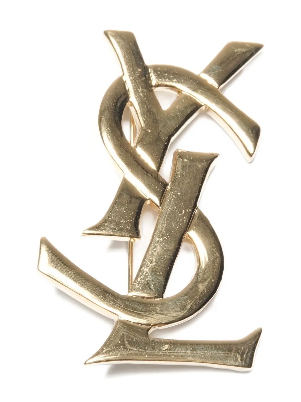 Pre-owned Saint Laurent 1990s Logo-embellishment Brooch In Gold