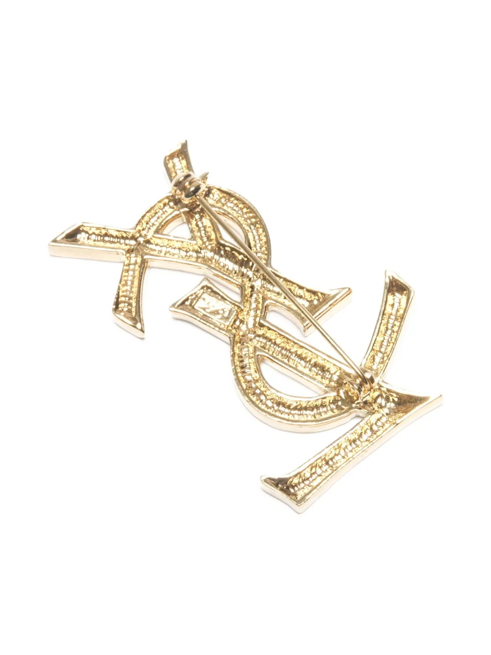 Pre-owned Saint Laurent 1990s Logo-embellishment Brooch In Gold