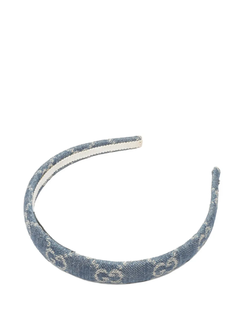 Pre-owned Gucci 2015-2025s Gg Supreme Denim Hairband In Blue