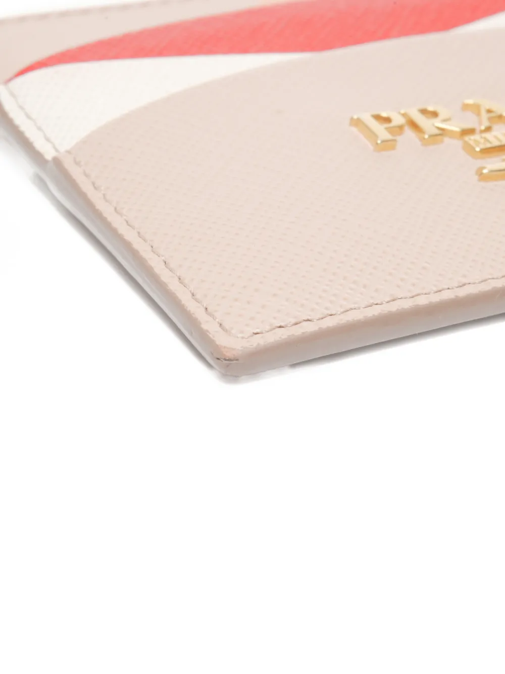 Pre-owned Prada 2020s Logo-plaque Card Holder In Neutral