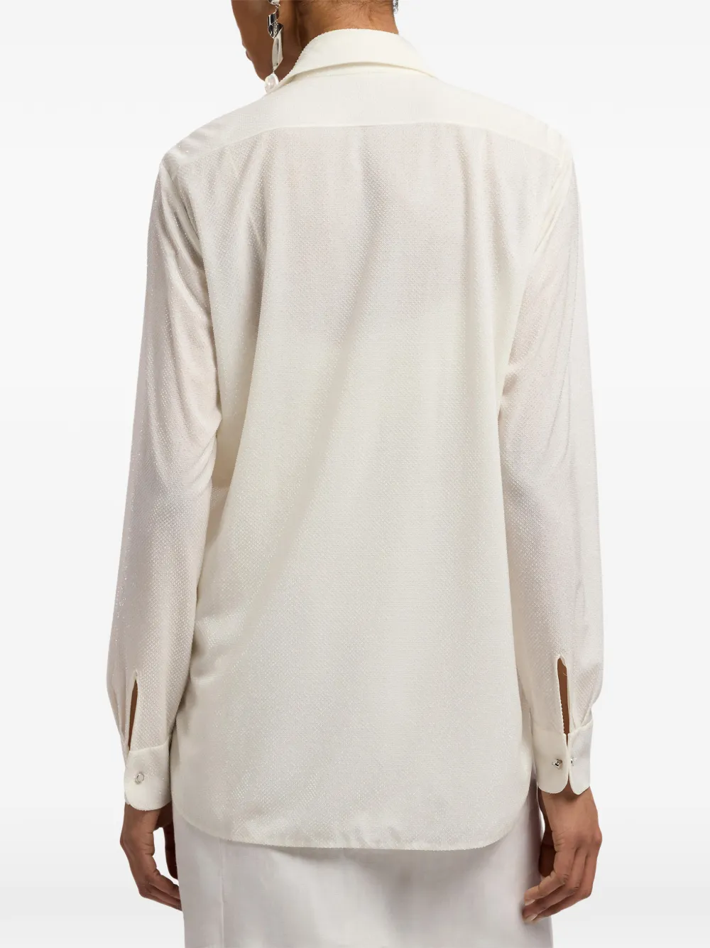 Ralph Lauren Collection Adrien verfraaide zijden blouse Beige
